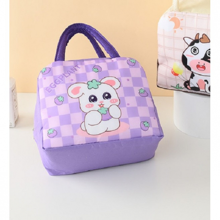 Geanta Termoizolanta pentru Copii, Flippy, 23x13x19 cm, Model Imprimeu Iepuras, din Folie de Aluminiu si Panza Oxford, Mov [3]