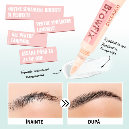 Gel pentru fixarea sprancenelor Brow Fix, Kevin&amp;Coco, Efect de Laminare, Fixare Puternica a Firelor Rebele, Periuta de Silicon, 10 ml [1]