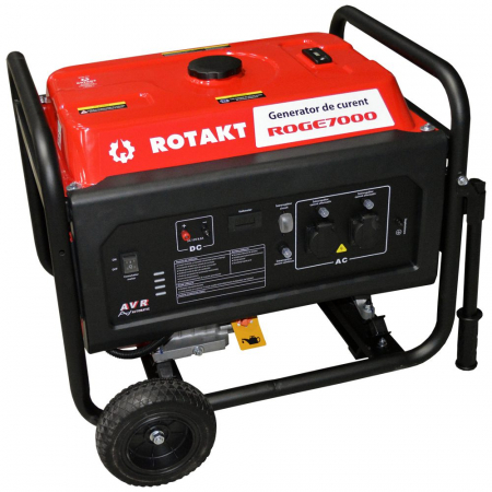 Generatoare si motoare - Generator de curent benzină Rotakt ROGE7000 6.8 KW, AVR, Voltmetru, Iesire12V, Consum Redus 3,12 l/h