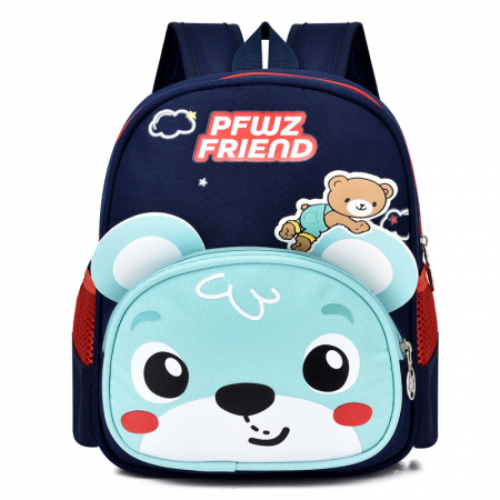 Sub 99 Lei - Ghiozdan clasa 0 fete si baieti Pet Friend - 28x23x11cm, Bleumarin/Turcoaz