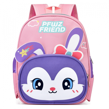 Sub 99 Lei - Ghiozdan clasa 0 fete si baieti Pet Friend - 28x23x11cm, Roz/Mov