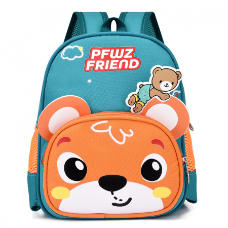 Sub 99 Lei - Ghiozdan clasa 0 fete si baieti Pet Friend - 28x23x11cm, Turcoaz/Portocaliu