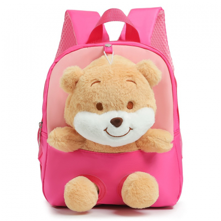 Sub 99 Lei - Ghiozdan gradinita,26x21x6 cm, cu figurina din plus, Baby Bear, Roz
