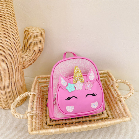 Sub 99 Lei - Ghiozdan gradinita cu sclipici Unicorn Roz - 22 x 22 x 16cm
