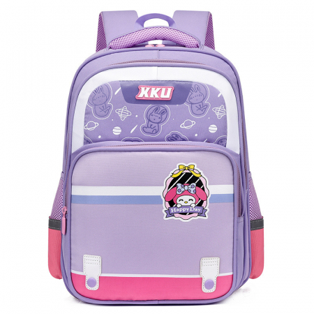 Jucarii, Copii & Bebe - Ghiozdan pentru scoala ergonomic cu imprimeu si buzunare laterale, 2216, Mov