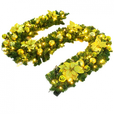 Ghirlanda decorativa Craciun, Flippy, 2,70 m, Globuri si funde aurii [0]
