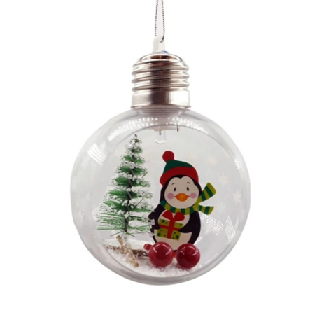 Casă și camping - Glob de Craciun, Flippy, cu LED, Model Pinguin, 10 x 5 x 3 cm, Multicolor