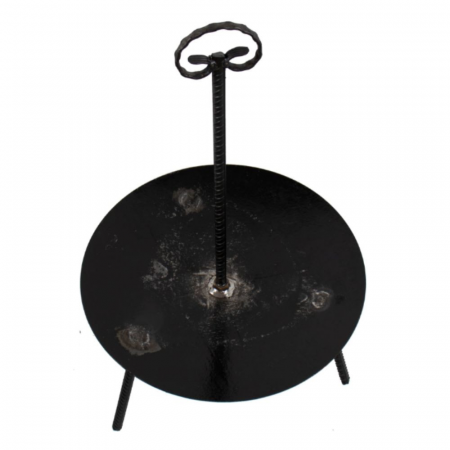 Gratar disc din otel, din taler de tractor, realizat manual, maner rece, grosime 3,5 mm, diametru 46 cm [0]