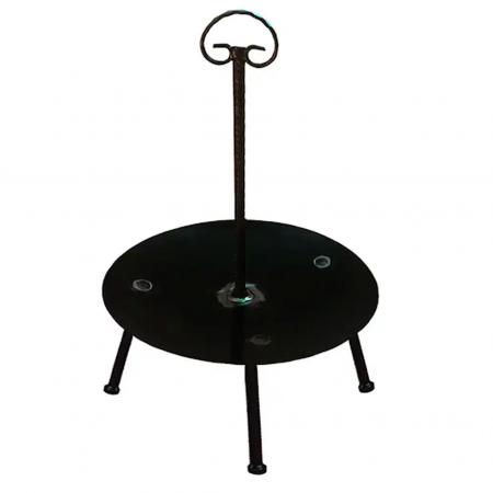 Gratar disc din otel, din taler de tractor, realizat manual, maner rece, grosime 3,5 mm, diametru 46 cm [1]