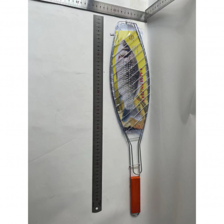 Gratar Grill Inox pentru Peste, Flippy, cu Maner, de Dimensiuni Reduse, Usor de Transportat si Depozitat, Argintiu, 56x12 cm [1]