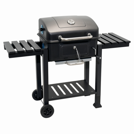 Gratar pe carbuni KLUGMEISTER FT01-017, material otel (husa inclusa), cu tava pentru cenusa, capac si roti de deplasare, suprafata gatire 54x43 cm [2]