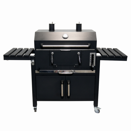 Pentru Casa si Camping - Gratar pe carbuni KLUGMEISTER FT01-070, material otel (husa inclusa), cu capac si roti de deplasare, suprafata gatire 72x43 cm