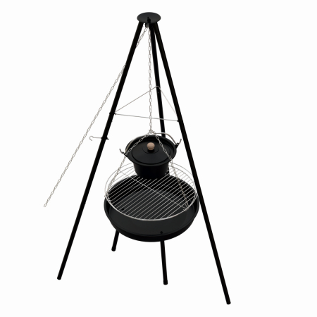 Aragaze, plite, piese butelii de voiaj - Gratar pe carbuni KLUGMEISTER KY23020A, material otel, suspendat, cu trepied, diametru 49 cm