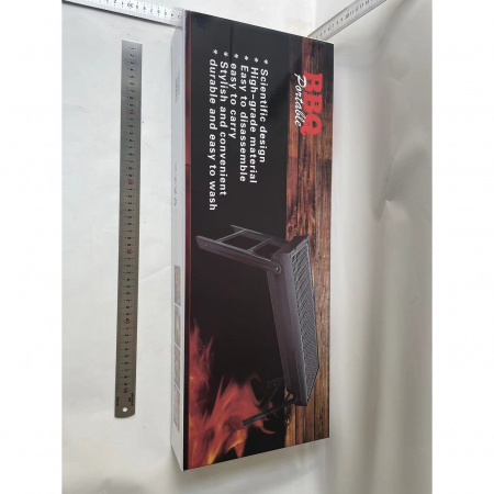 Gratar Portabil, Flippy, Confectionat din Metal, pentru Picnic, Gradina, Terasa, Camping, Dimensiuni Reduse, 60x22x23 cm, Negru [1]