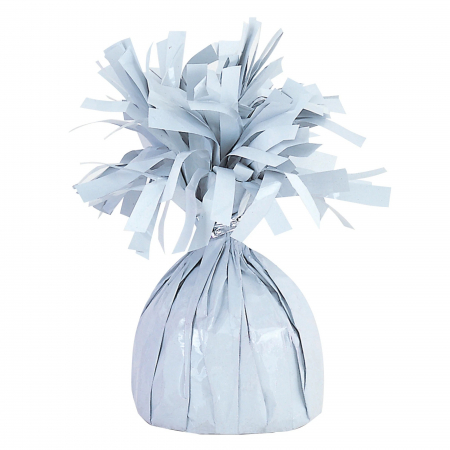 Accesorii Baloane - Greutate pentru Baloane cu Heliu, Flippy, din Folie cu Franjuri, 170g, 13 x 5 x 3 cm, Alb
