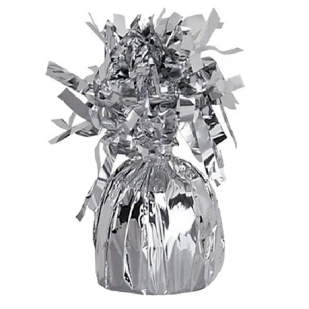 Articole petrecere - Greutate pentru Baloane cu Heliu, Flippy, din Folie cu Franjuri, 170g, 13 x 5 x 3 cm, Argintiu