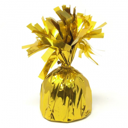 Articole petrecere - Greutate pentru Baloane cu Heliu, Flippy, din Folie cu Franjuri, 170g, 13 x 5 x 3 cm, Auriu