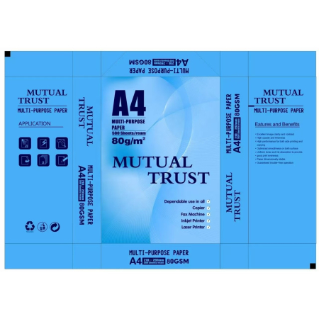 Articole si accesorii birou - Hartie Copiator A4 Mutual Trust, Flippy, 80 g/mp, 5 topuri x 500 coli/top (2500 coli), 210 x 297 mm, Hartie Multifunctionala pentru Imprimanta si Copiator, Hartie Universala pentru Birou