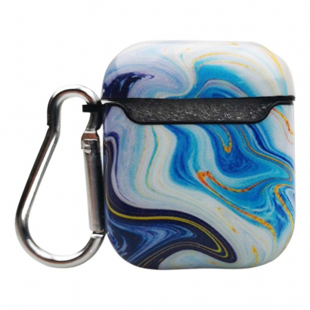 Husa AirPods cu Inel Prindere Marble Albastru [6]