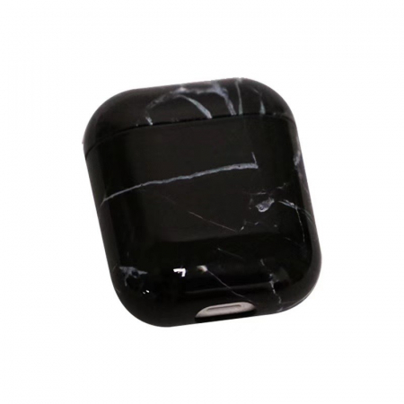 Husa AirPods cu Inel Prindere Marble Negru [2]