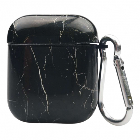Husa AirPods cu Inel Prindere Marble Negru [5]