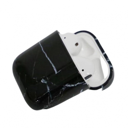 Husa AirPods cu Inel Prindere Marble Negru [4]