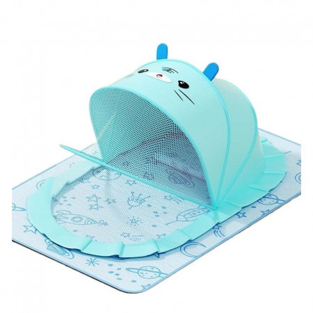 Jucarii, Copii & Bebe - Husa Anti-Tantari, Flippy, Pliabila, Protectie 360 Grade, Parasolar, 0-1 An, 60 x 55 x 5 cm, Albastru