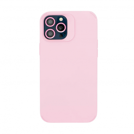 GSM - Husa Apple iPhone 13, Flippy, din Silicon Lichid, Interior din Microfibra, Lentile Fosforescente de Protectie Camera, Anti Amprenta, Rezistenta la Socuri, Roz
