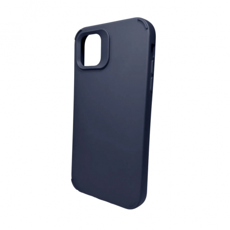 GSM - Husa Apple iPhone 14 Pro, Flippy, din Silicon Lichid, Interior din Microfibra, Lentile Fosforescente de Protectie Camera, Anti Amprenta, Rezistenta la Socuri, Albastru Marin