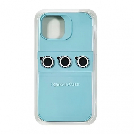 Husa Apple iPhone 15, Flippy, din Silicon Lichid, Interior din Microfibra, Lentile Fosforescente de Protectie Camera, Anti Amprenta, Rezistenta la Socuri, Bleu [7]