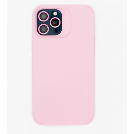 Husa Apple iPhone 15, Flippy, din Silicon Lichid, Interior din Microfibra, Lentile Fosforescente de Protectie Camera, Anti Amprenta, Rezistenta la Socuri, Roz [4]
