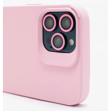 Husa Apple iPhone 15 Pro, Flippy, din Silicon Lichid, Interior din Microfibra, Lentile Fosforescente de Protectie Camera, Anti Amprenta, Rezistenta la Socuri, Roz [3]