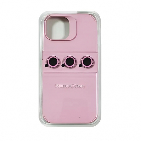 Husa Apple iPhone 15 Pro, Flippy, din Silicon Lichid, Interior din Microfibra, Lentile Fosforescente de Protectie Camera, Anti Amprenta, Rezistenta la Socuri, Roz [1]