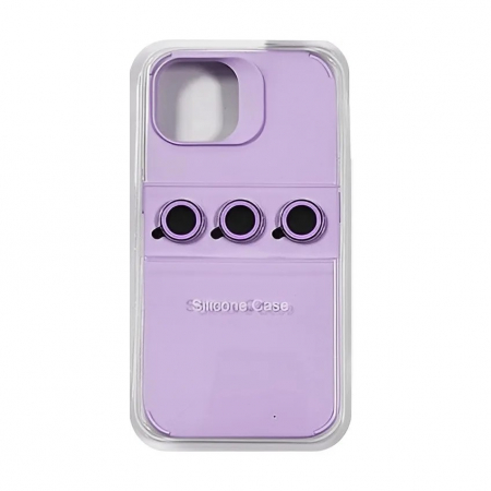 Husa Apple iPhone 15 Pro, Flippy, din Silicon Lichid, Interior din Microfibra, Lentile Fosforescente de Protectie Camera, Anti Amprenta, Rezistenta la Socuri, Mov [1]