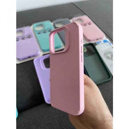 Husa Apple iPhone 15 Pro Max, Flippy, din Silicon Lichid, Interior din Microfibra, Lentile Fosforescente de Protectie Camera, Anti Amprenta, Rezistenta la Socuri, Roz [7]