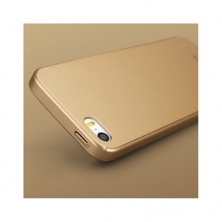 Husa Apple iPhone 5/5S/SE IPAKY Full Cover 360 Auriu cu Folie Cadou [4]