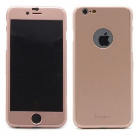 Husa Apple iPhone 6/6S IPAKY Full Cover 360 Roz Auriu + Folie Cadou [4]