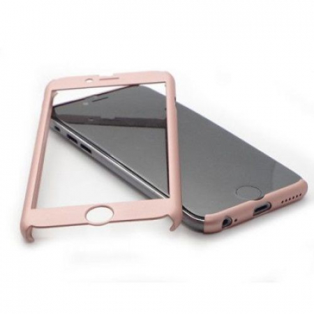 Husa Apple iPhone 6/6S IPAKY Full Cover 360 Roz Auriu + Folie Cadou [2]
