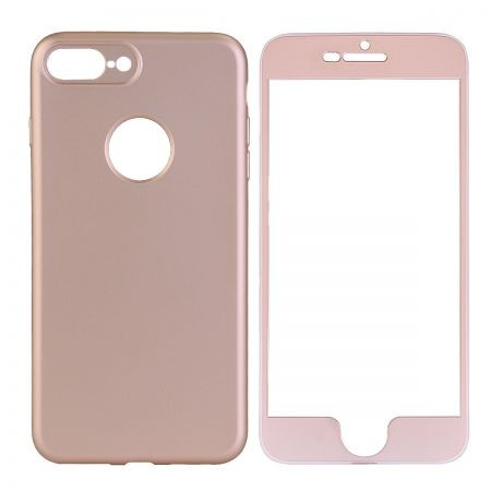 Husa Apple iPhone 6 Plus Full Silicone 360 Auriu + Folie de protectie [2]
