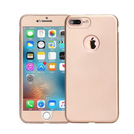 Husa Apple iPhone 7 Full Silicone 360 Auriu + Folie de protectie [4]