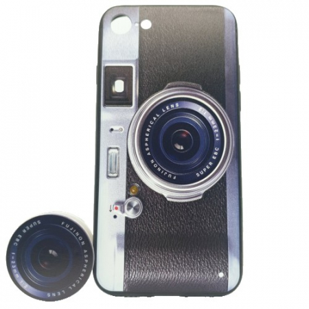 Huse de telefoane - Husa Apple iPhone 7 Plus/8 Plus Multicolor Model Camera Foto Retro + Popsocket inclus