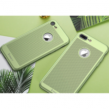 Husa Apple iPhone 7 Plus IPAKY Full Cover 360 Air cu Gauri Verde + Folie Sticla [4]