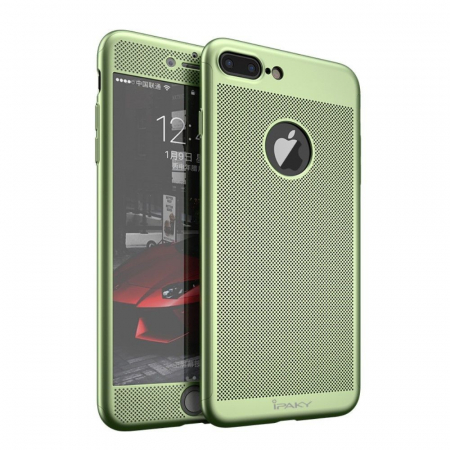 Huse de telefoane - Husa Apple iPhone 7 Plus IPAKY Full Cover 360 Air cu Gauri Verde + Folie Sticla