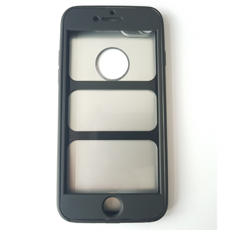 Husa Apple iPhone 8 Plus Full Silicone 360 Negru + Folie de protectie [6]