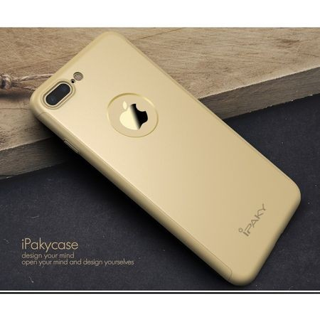 Husa Apple iPhone 8 Plus IPAKY Full Cover 360 Auriu + Folie Cadou [8]