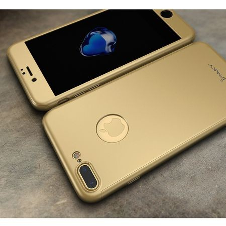 Husa Apple iPhone 8 Plus IPAKY Full Cover 360 Auriu + Folie Cadou [10]