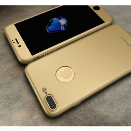 Husa Apple iPhone 8 Plus IPAKY Full Cover 360 Auriu + Folie Cadou [2]