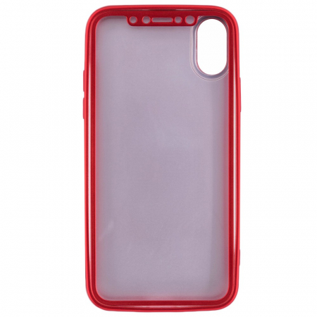 Husa Apple iPhone X Full Silicone 360 Rosu + Folie de protectie [4]