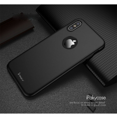 Husa Apple iPhone X IPAKY Full Cover 360 Negru + Folie Cadou [6]