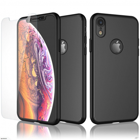 Husa Apple iPhone XR Full Cover 360 Negru + Folie de protectie [3]